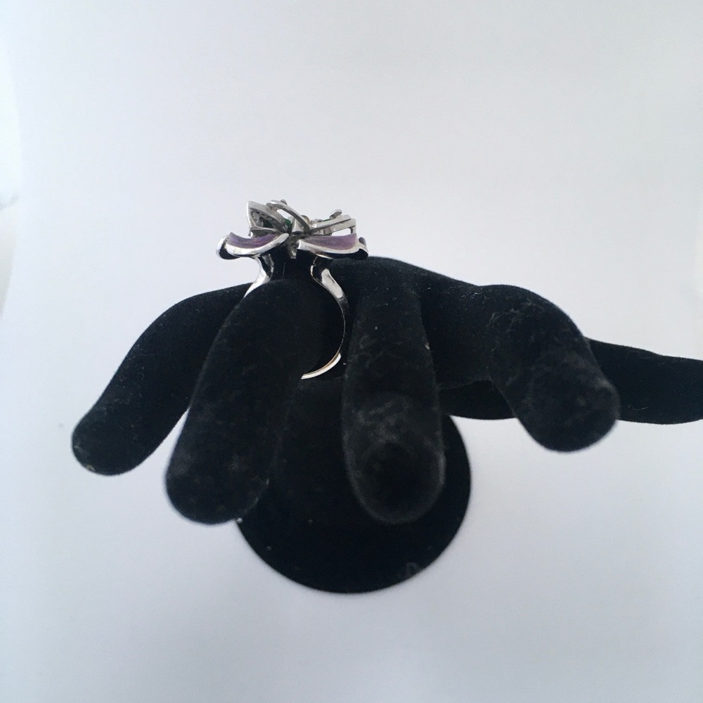 SOLD! Unusual jade butterfly ring w/gemstones - Picture 8 of 8